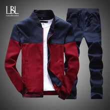 Load image into Gallery viewer, 2019 New Men Sets Fashion Sporting Suit Brand Patchwork Zipper Sweatshirt +Sweatpants Mens Clothing 2 Pieces Sets Slim Tracksuit
