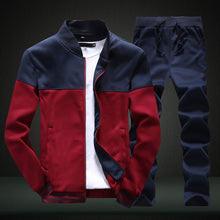 Load image into Gallery viewer, 2019 New Men Sets Fashion Sporting Suit Brand Patchwork Zipper Sweatshirt +Sweatpants Mens Clothing 2 Pieces Sets Slim Tracksuit
