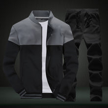 Load image into Gallery viewer, 2019 New Men Sets Fashion Sporting Suit Brand Patchwork Zipper Sweatshirt +Sweatpants Mens Clothing 2 Pieces Sets Slim Tracksuit
