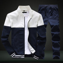 Load image into Gallery viewer, 2019 New Men Sets Fashion Sporting Suit Brand Patchwork Zipper Sweatshirt +Sweatpants Mens Clothing 2 Pieces Sets Slim Tracksuit
